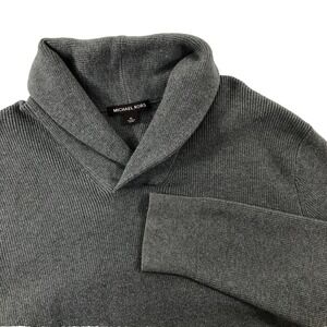 Michael Kors Sweater Men's Size XL Gray Knit Shawl Neck Collar Pullover Heavy‎